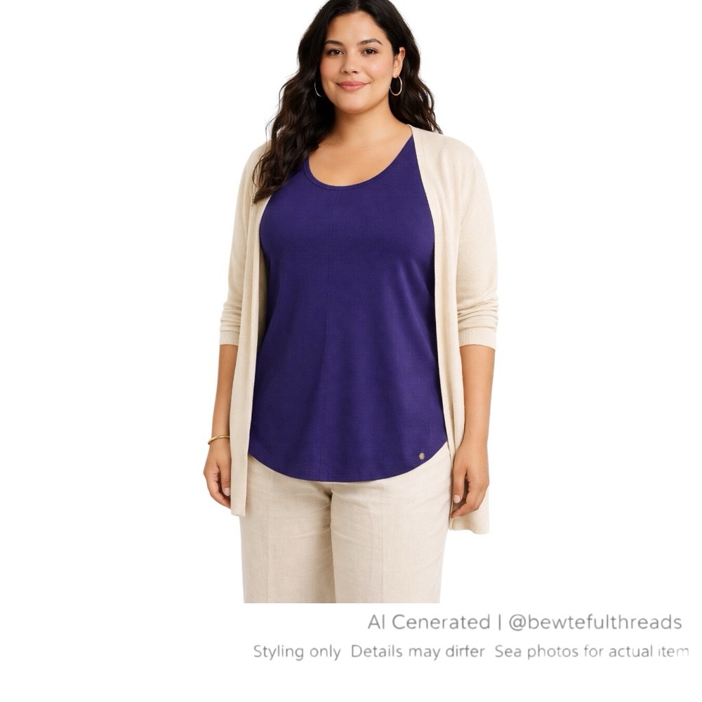 Neon Buddha Purple Blue Stretch Cotton Tank Top 1X Casual Capsule Layering